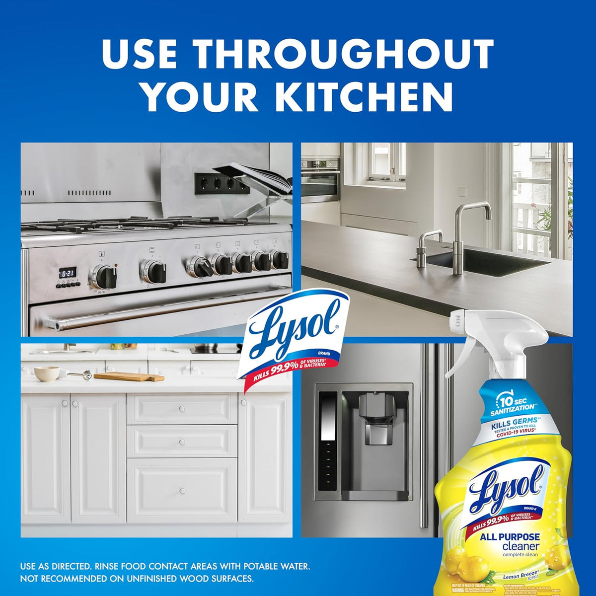 Lysol All Purpose Cleaner Spray – Family-Safe Disinfecting Spray for Kitchen Counters and Bathroom Surfaces, 32 Fl Oz