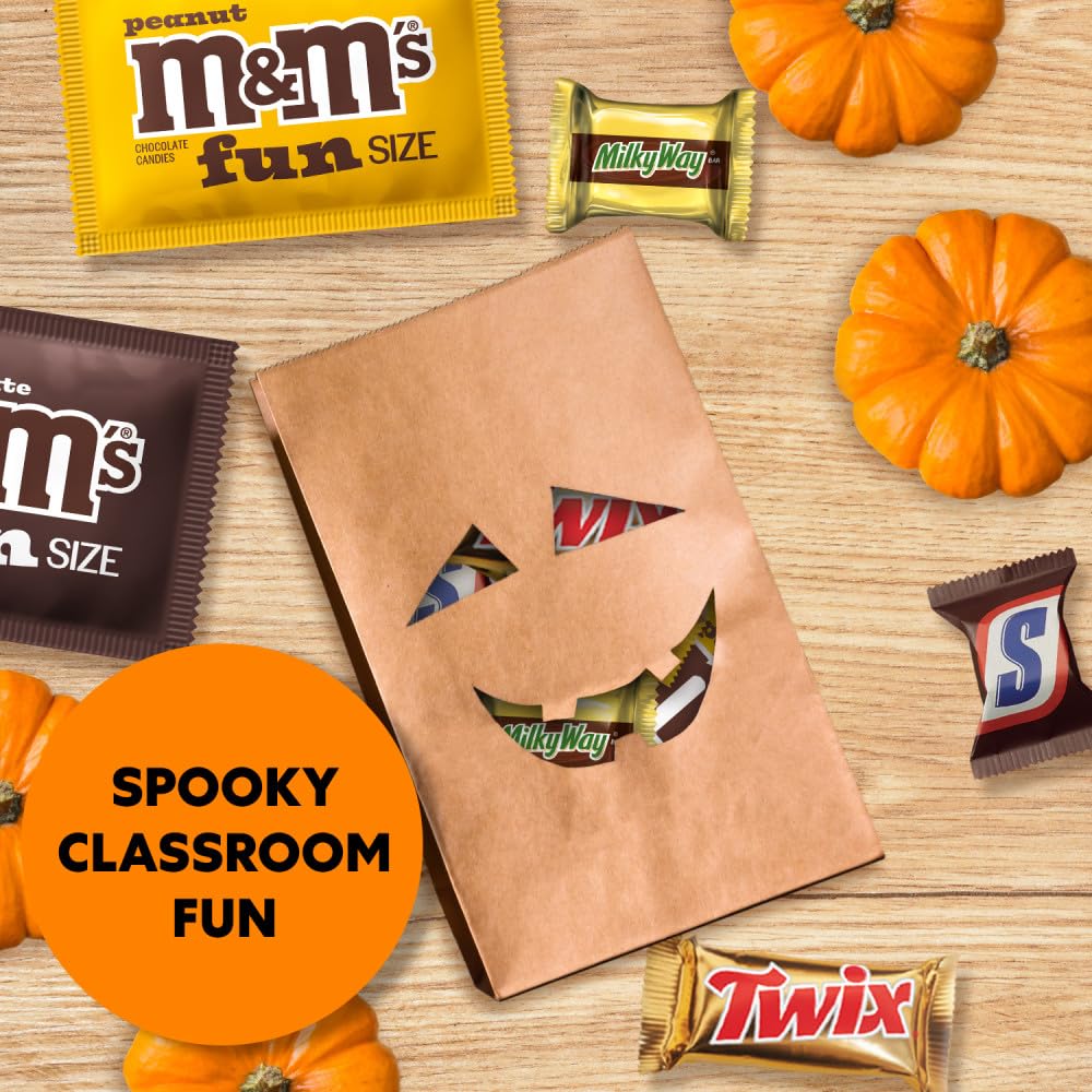 M&M'S, SNICKERS, TWIX & MILKY WAY Pre-Wrapped Bulk Halloween Chocolate for Safe School Parties, Allergy-Aware Group Events and Office Bowls, 120 Ct