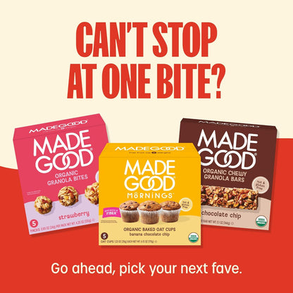 MadeGood Mornings Soft-Baked Oat Bars – Individually Wrapped Commute Snack for the Office Desk Drawer, 30 Bars