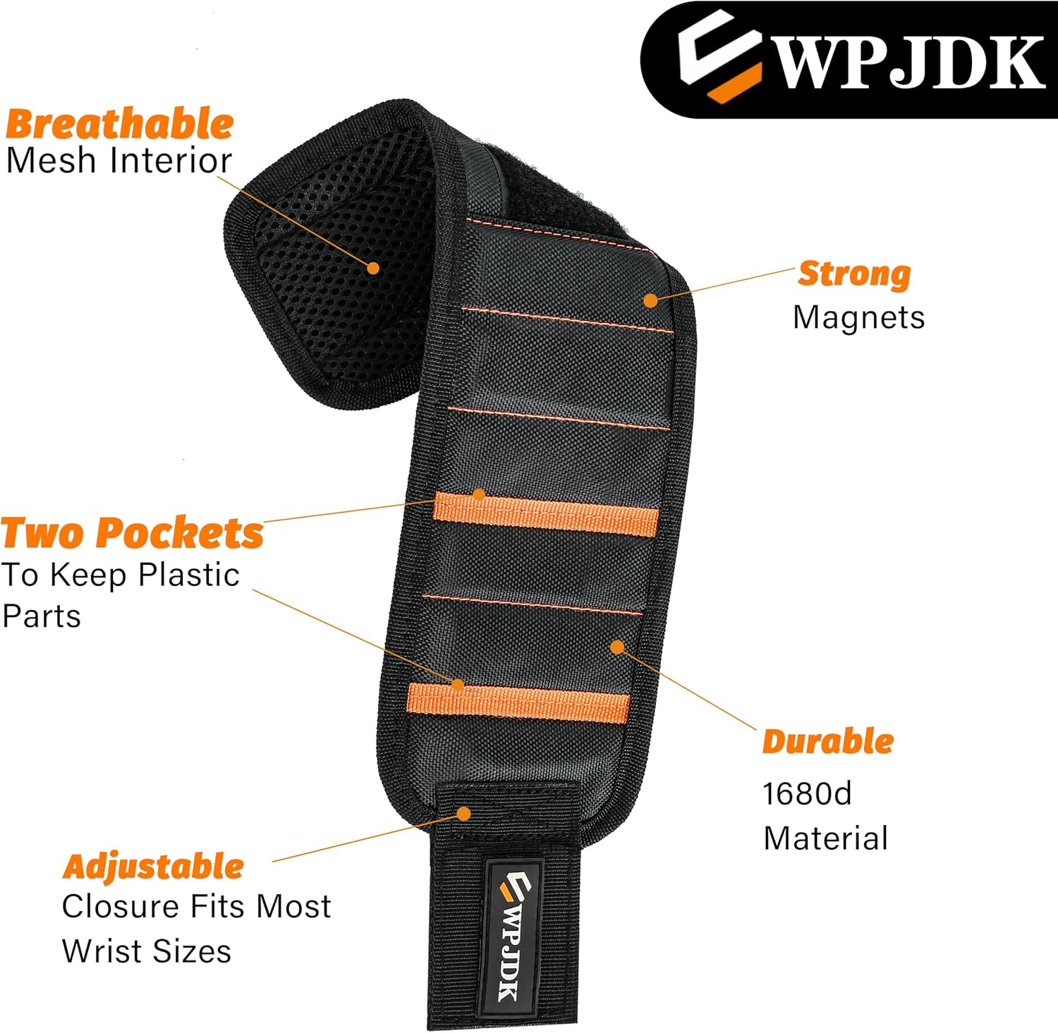 Magnetic Wristband for Holding Screws – Boost Workshop Efficiency for Mechanics and Carpenters, 10 Strong Magnets
