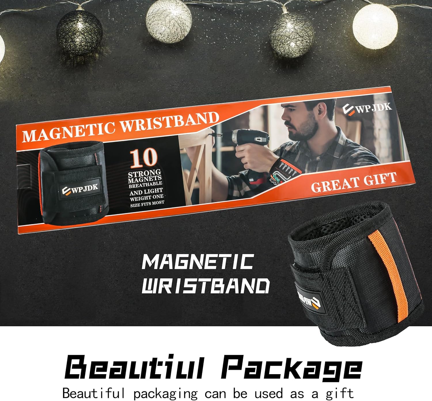 Magnetic Wristband for Holding Screws – Boost Workshop Efficiency for Mechanics and Carpenters, 10 Strong Magnets