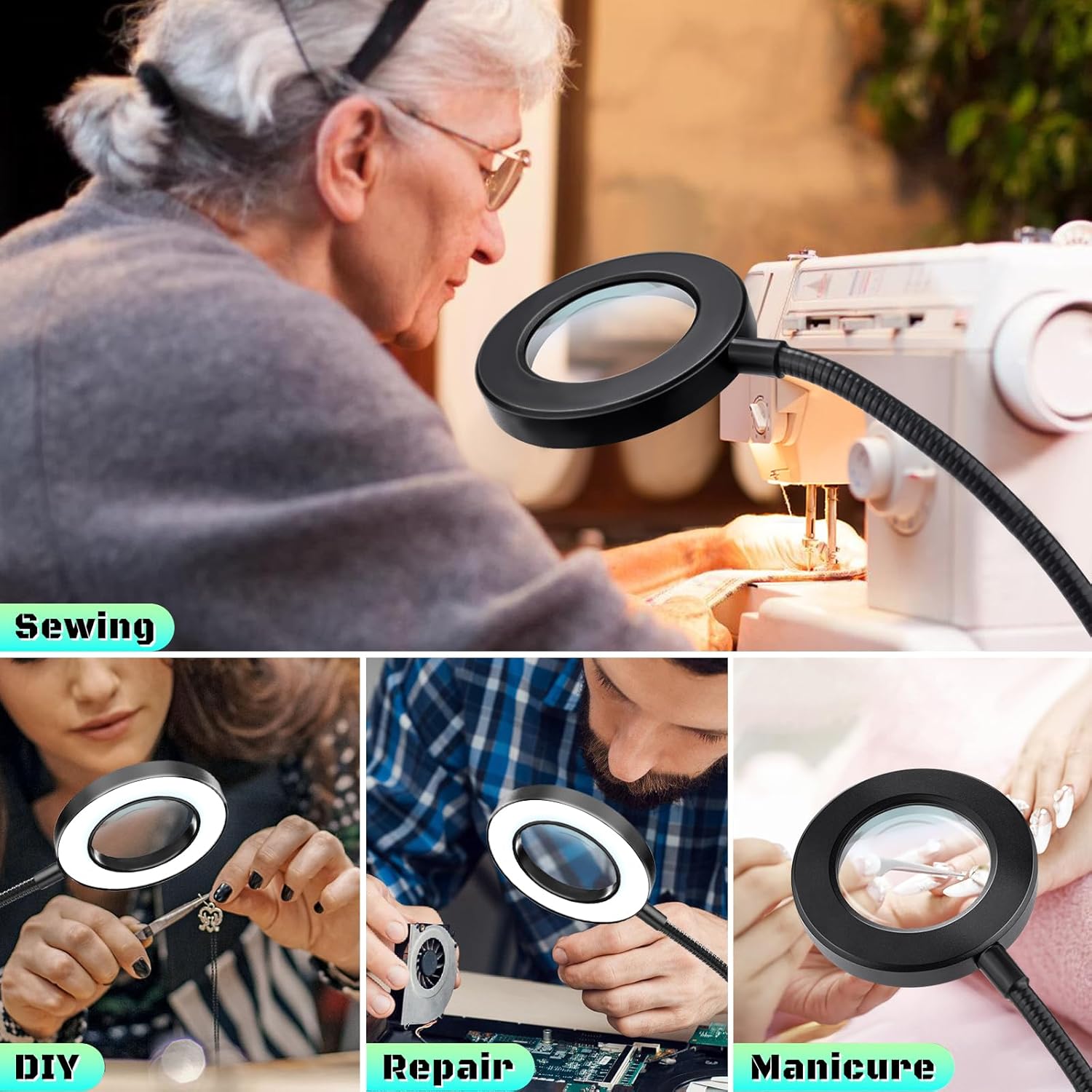 MagniShine 10X Clip-On Magnifying Lamp – Thoughtful Birthday Gift for Mom, LED Reading Light for Seniors with Vision Decline