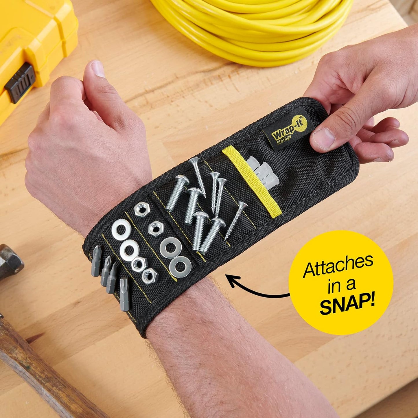 MagSnap Magnetic Wristband by Wrap-It Storage - Workshop Helper for Electricians, Hands-Free Bolt and Nut Holder on the Job