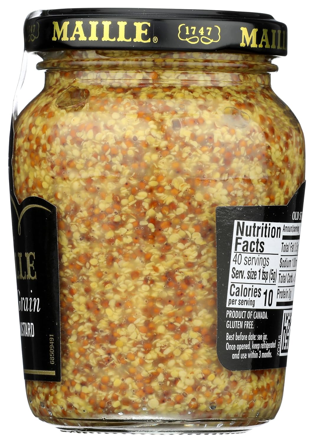 Maille Mustard Old Style – Gluten Free Pantry Staple, Clean Label Condiment for Mindful Meal Prep