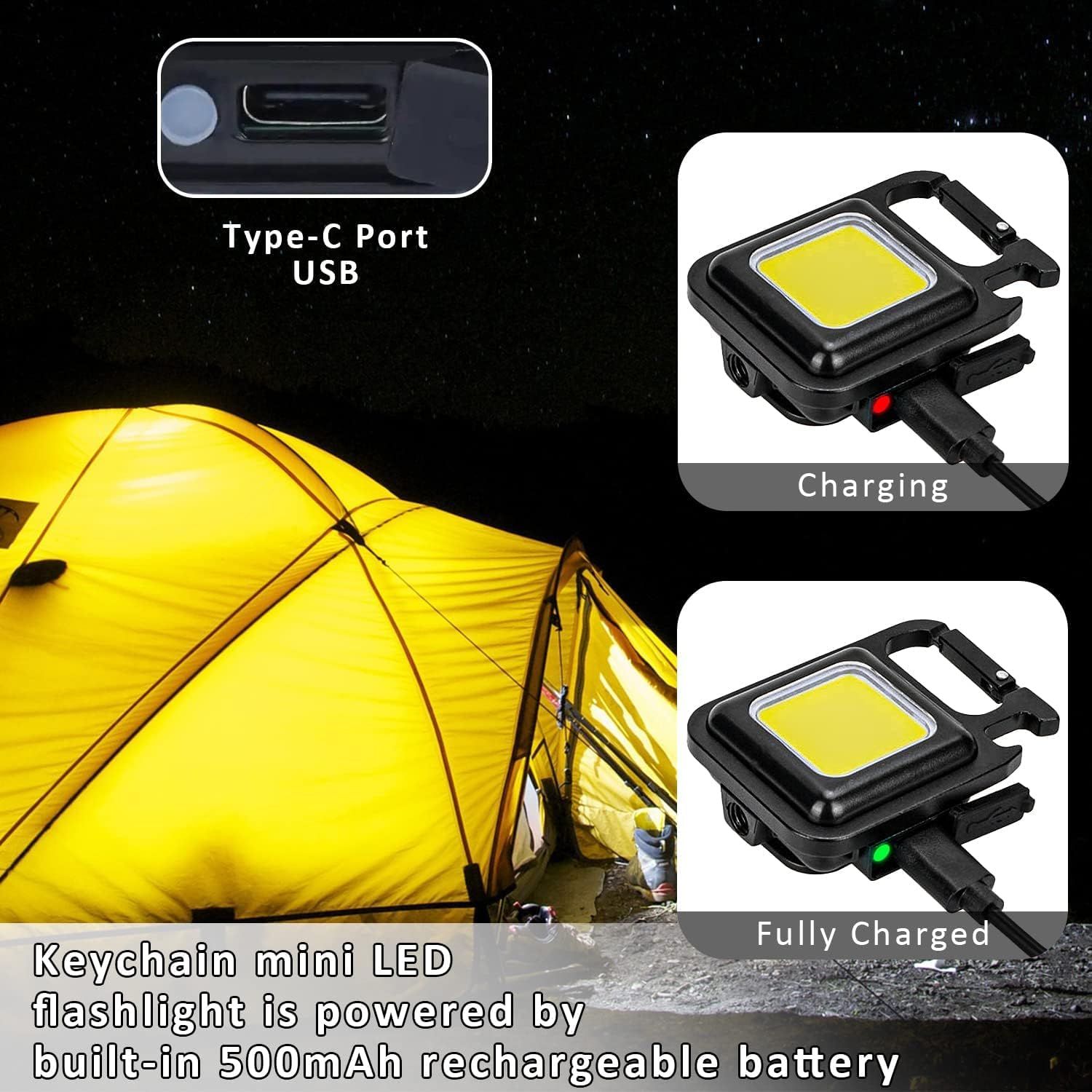 MAKDAK COB Rechargeable Keychain Flashlight – Practical Stocking Stuffer Gift for Dad Who Has Everything