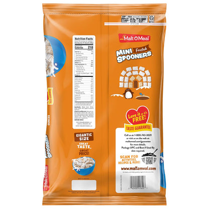 Malt-O-Meal Frosted Mini Spooners Shredded Wheat Cereal, 60 oz Bulk Bag – Sweet Frosted Breakfast Squares Kids Love to Eat Dry or with Milk