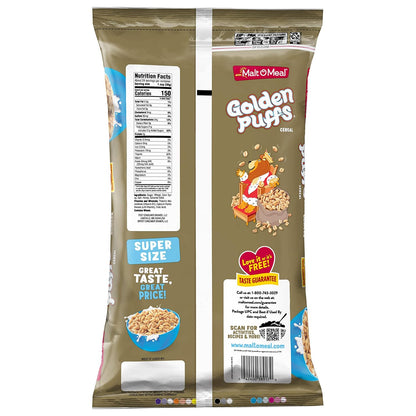 Malt-O-Meal Golden Puffs Sweetened Puffed Wheat Cereal – Safe Pantry Snack for School Lunchbox, 32 oz Bulk Family Size