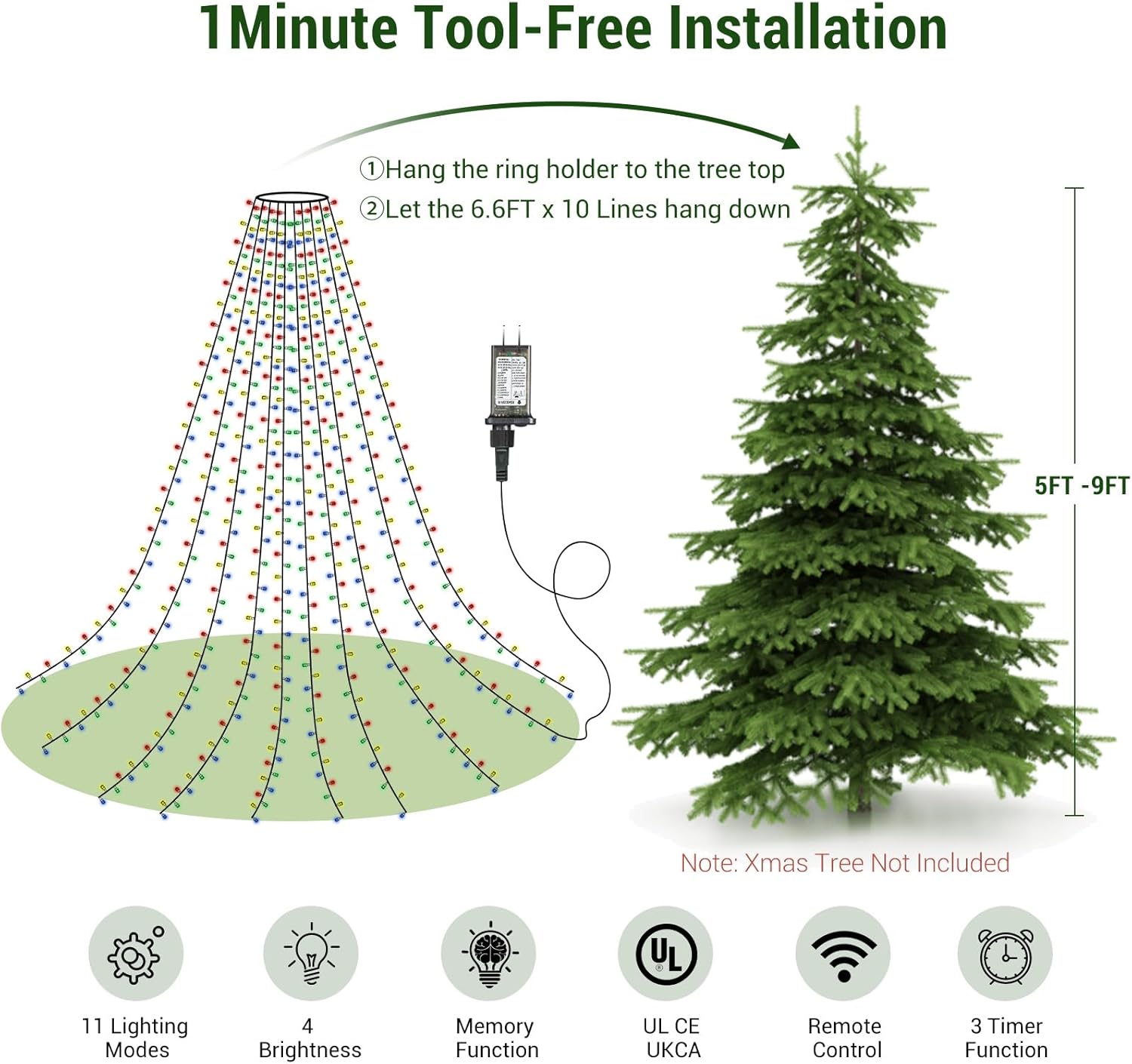Marchpower Christmas Tree Lights – Thoughtful Housewarming Gift for New Homeowners, Color-Changing Tree Lights with Remote and Timer