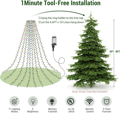 Marchpower Christmas Tree Lights – Thoughtful Housewarming Gift for New Homeowners, Color-Changing Tree Lights with Remote and Timer