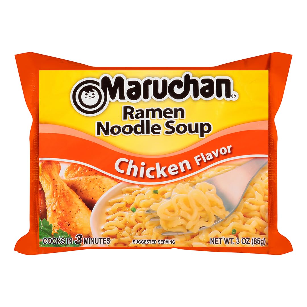Maruchan Ramen Chicken, Instant Ramen Noodles Simple Pantry Staple, 3-Minute Ready to Eat Meals with Clean Ingredient List (24 Count)