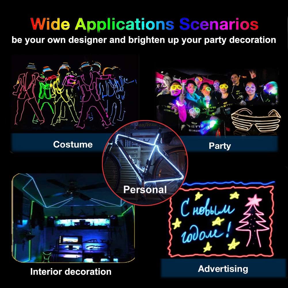MaxLax EL Wire — Kids Room Night Light, Cool Touch Battery Powered Glow Strip for Bedrooms