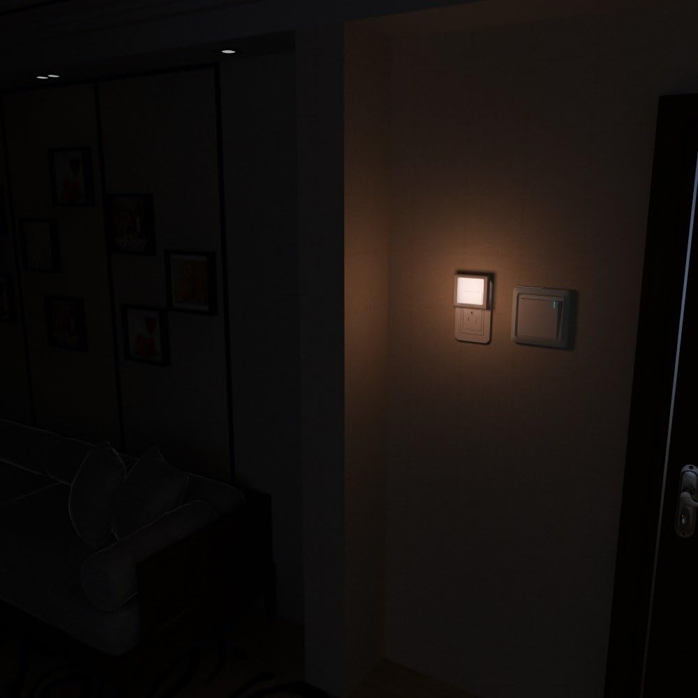 MAZ-TEK Dimmable LED Night Light – Flameless Nightlight for Hallway and Stairway Safety, Auto Dusk-to-Dawn Sensor