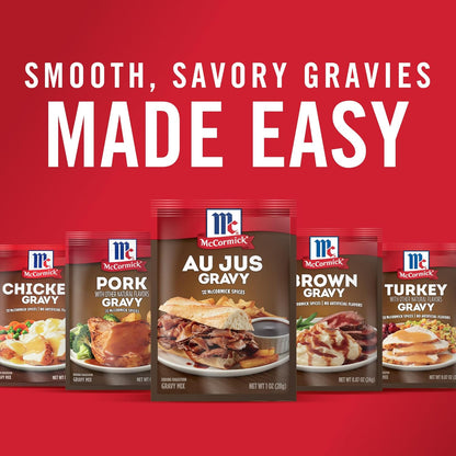 McCormick Au Jus Gravy Mix – Family-Friendly Brown Gravy for Kid-Approved Mashed Potatoes and Roasts, 1 oz