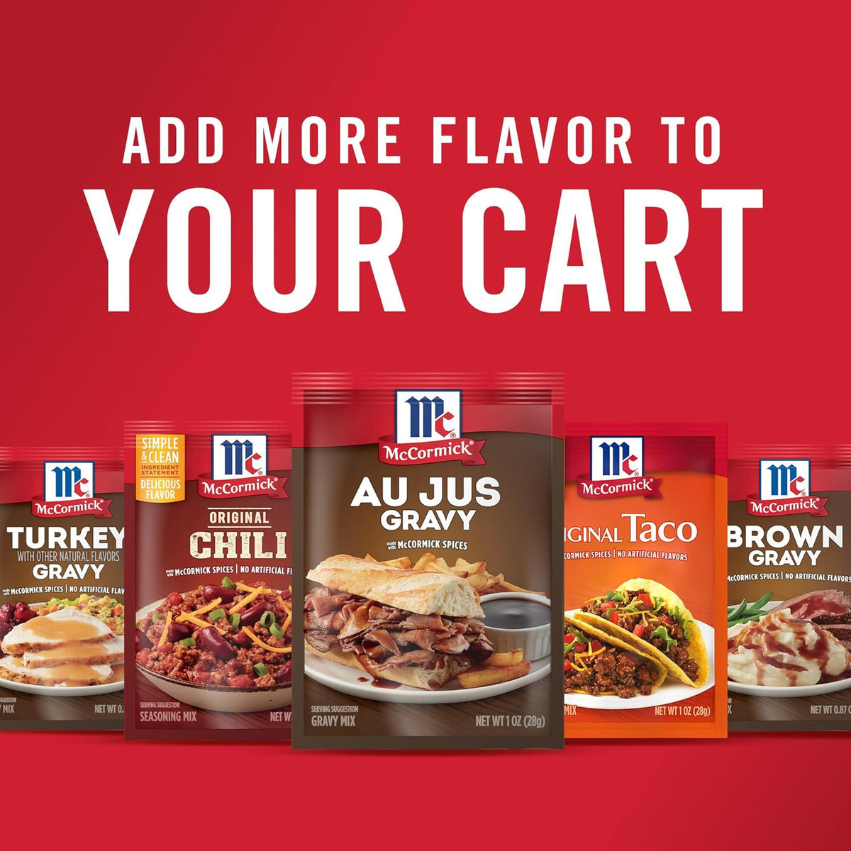 McCormick Au Jus Gravy Mix – Family-Friendly Brown Gravy for Kid-Approved Mashed Potatoes and Roasts, 1 oz