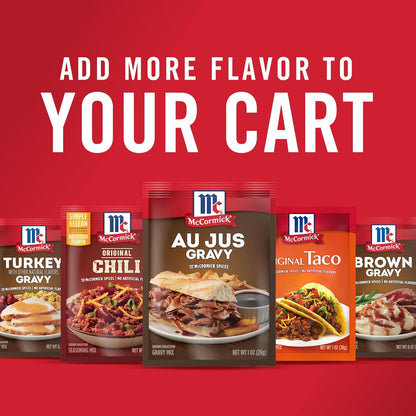 McCormick Au Jus Gravy Mix – Family-Friendly Brown Gravy for Kid-Approved Mashed Potatoes and Roasts, 1 oz
