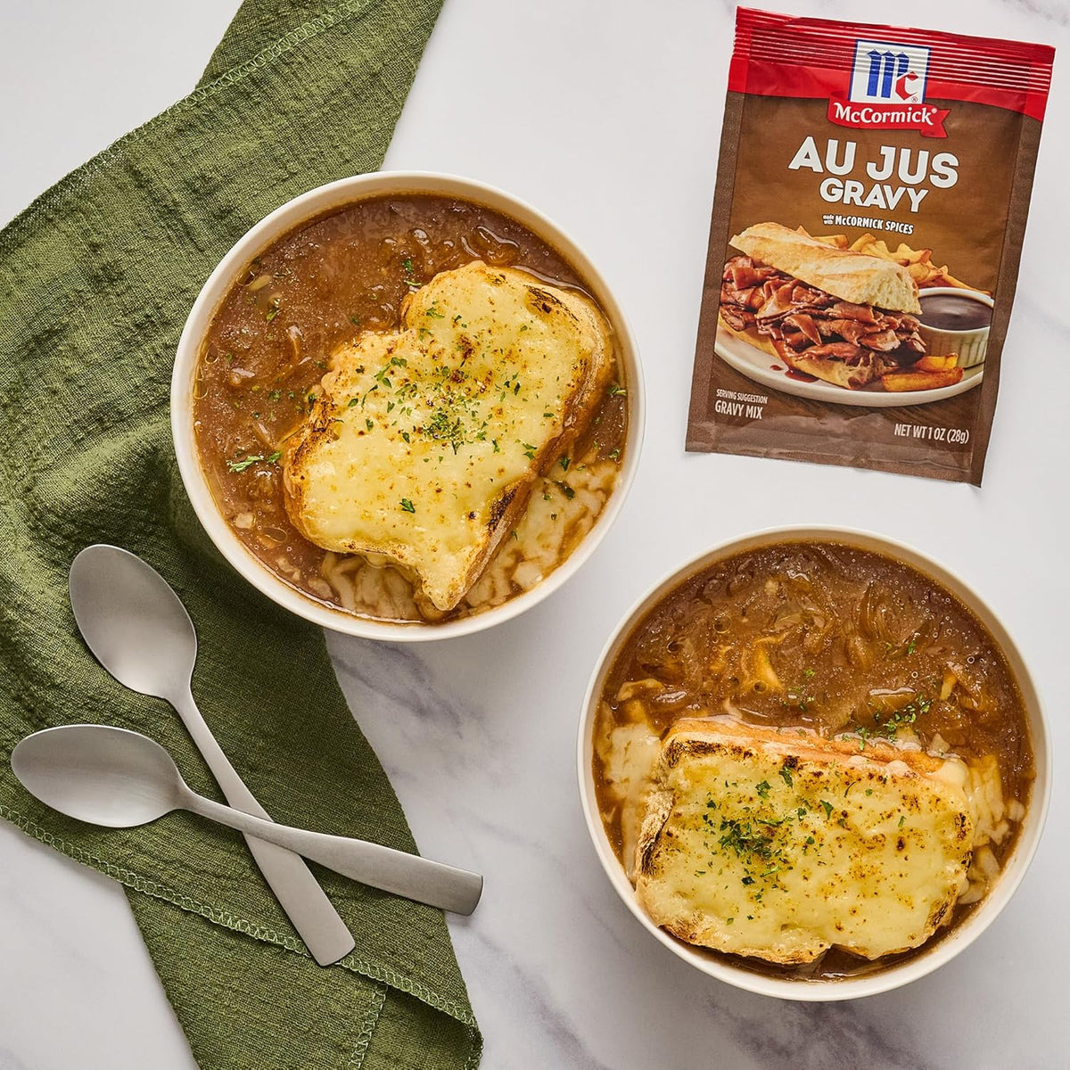 McCormick Au Jus Gravy Mix – Family-Friendly Brown Gravy for Kid-Approved Mashed Potatoes and Roasts, 1 oz