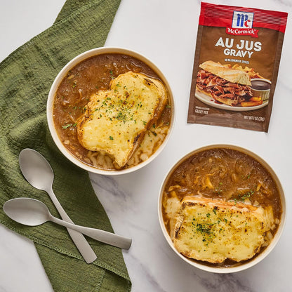 McCormick Au Jus Gravy Mix – Family-Friendly Brown Gravy for Kid-Approved Mashed Potatoes and Roasts, 1 oz