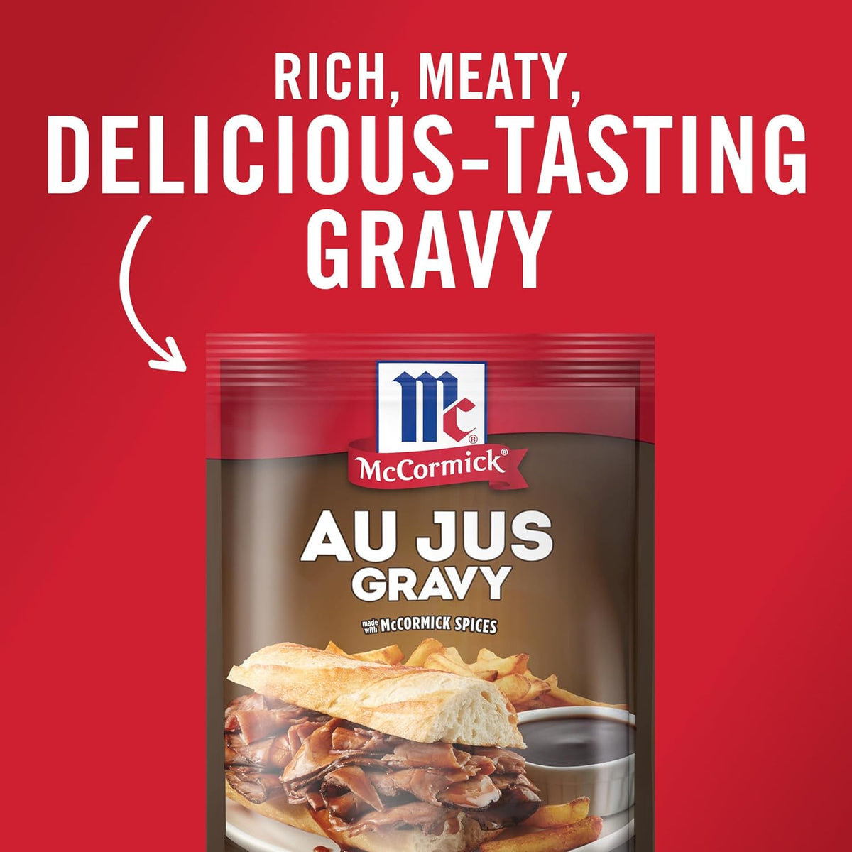 McCormick Au Jus Gravy Mix – Family-Friendly Brown Gravy for Kid-Approved Mashed Potatoes and Roasts, 1 oz