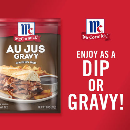McCormick Au Jus Gravy Mix – Family-Friendly Brown Gravy for Kid-Approved Mashed Potatoes and Roasts, 1 oz