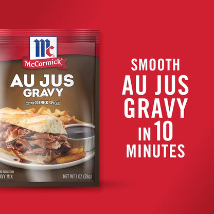 McCormick Au Jus Gravy Mix – Family-Friendly Brown Gravy for Kid-Approved Mashed Potatoes and Roasts, 1 oz