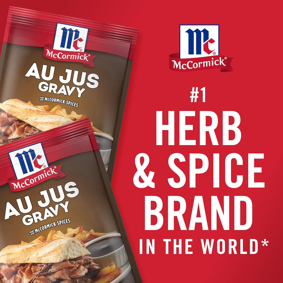 McCormick Au Jus Gravy Mix – Family-Friendly Brown Gravy for Kid-Approved Mashed Potatoes and Roasts, 1 oz