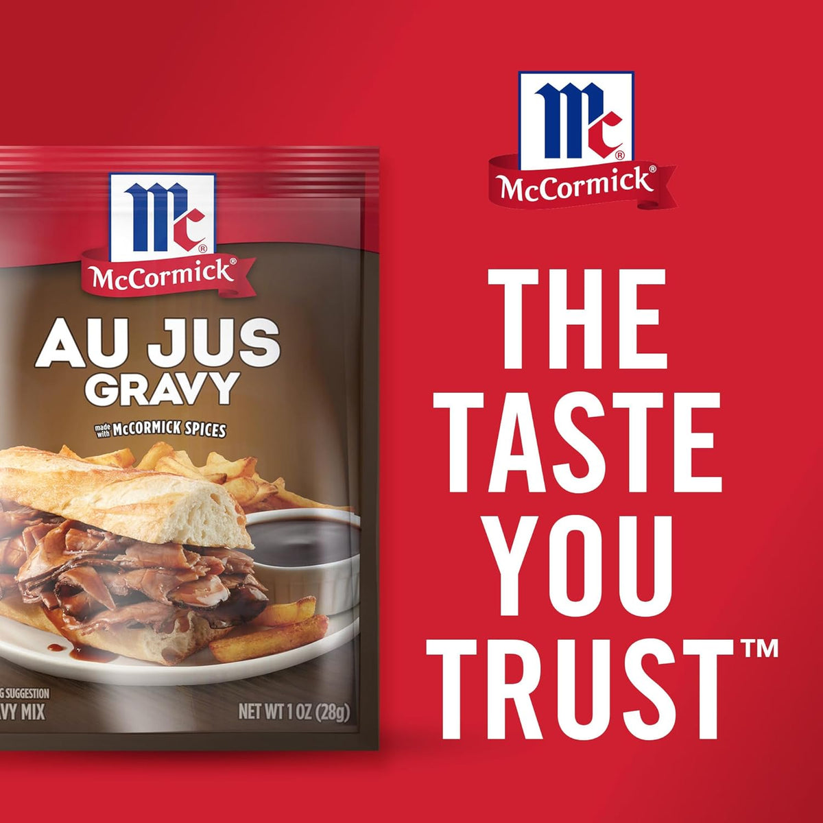 McCormick Au Jus Gravy Mix – Family-Friendly Brown Gravy for Kid-Approved Mashed Potatoes and Roasts, 1 oz