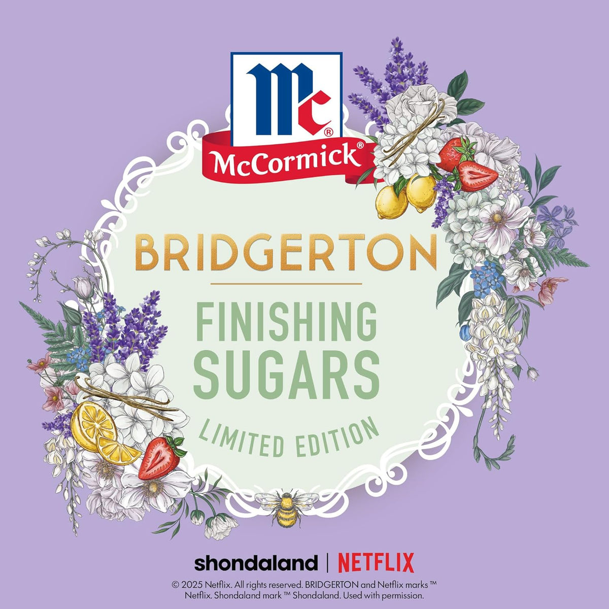 McCormick Bridgerton Finishing Sugar – Calming Lavender Vanilla Crystals for an Elevated Wind-Down Matcha or Tea Ritual