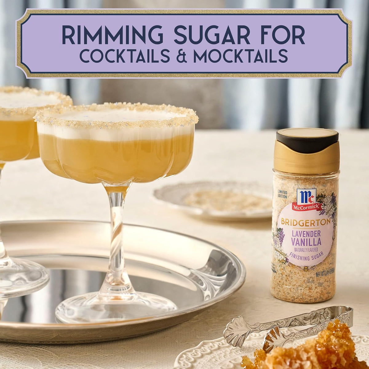 McCormick Bridgerton Finishing Sugar – Calming Lavender Vanilla Crystals for an Elevated Wind-Down Matcha or Tea Ritual