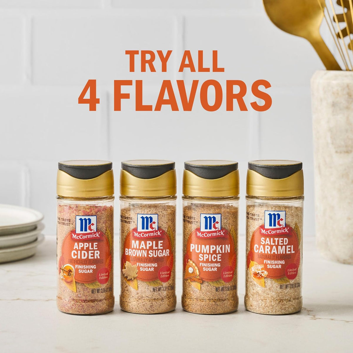 McCormick Finishing Sugar, Salted Caramel Decorative Jar – Cozy Kitchen Counter Accent for Fall Coffee Bar Styling