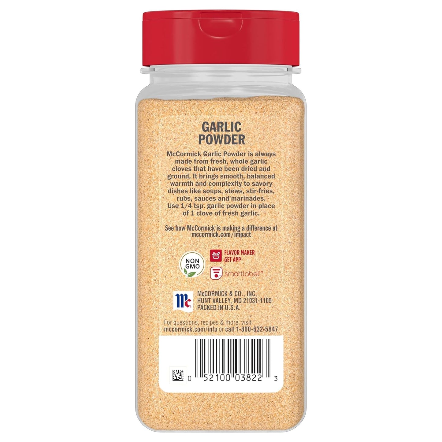 McCormick Garlic Powder – Single-Jar Pantry Staple for Clutter-Free Kitchens, 8.75 oz