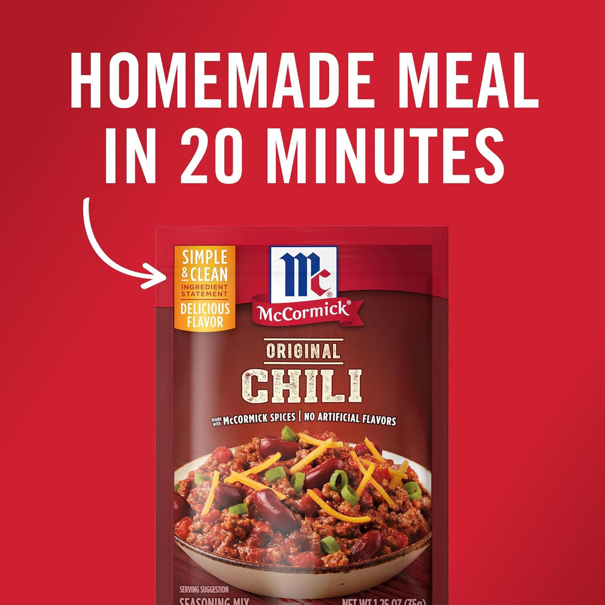 McCormick Original Chili Seasoning Mix for Busy Home Cooks, Fast 20-Minute Pantry Staple