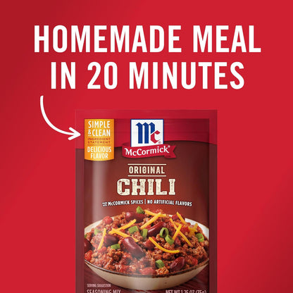 McCormick Original Chili Seasoning Mix for Busy Home Cooks, Fast 20-Minute Pantry Staple