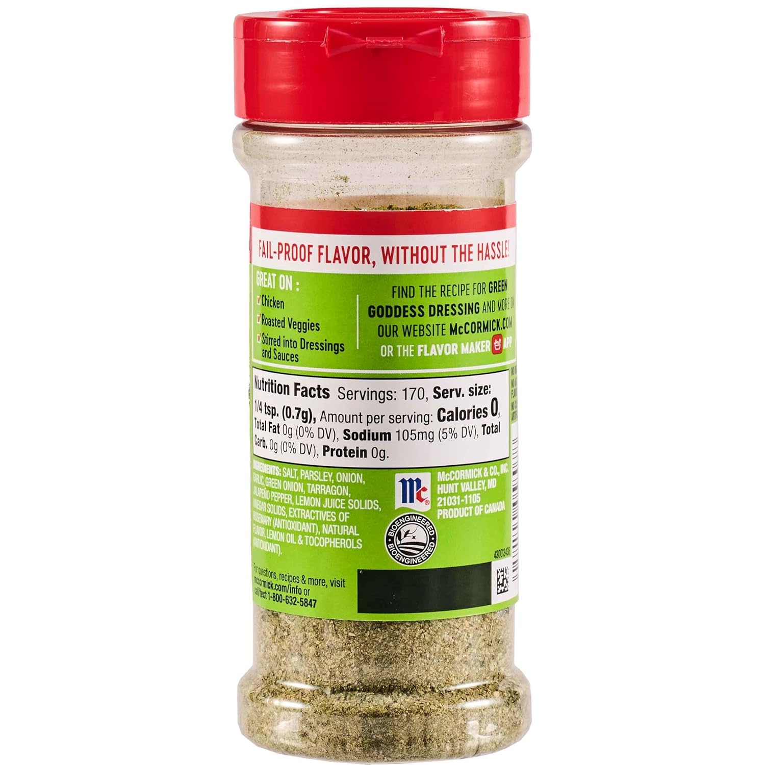 McCormick Perfect Pinch Green Goddess Seasoning – Thoughtful Housewarming Gift for New Home Cooks