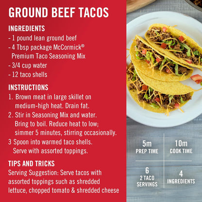 McCormick Premium Taco Seasoning Mix, 24 oz – Clean-Label Taco Seasoning for Mindful Home Cooking