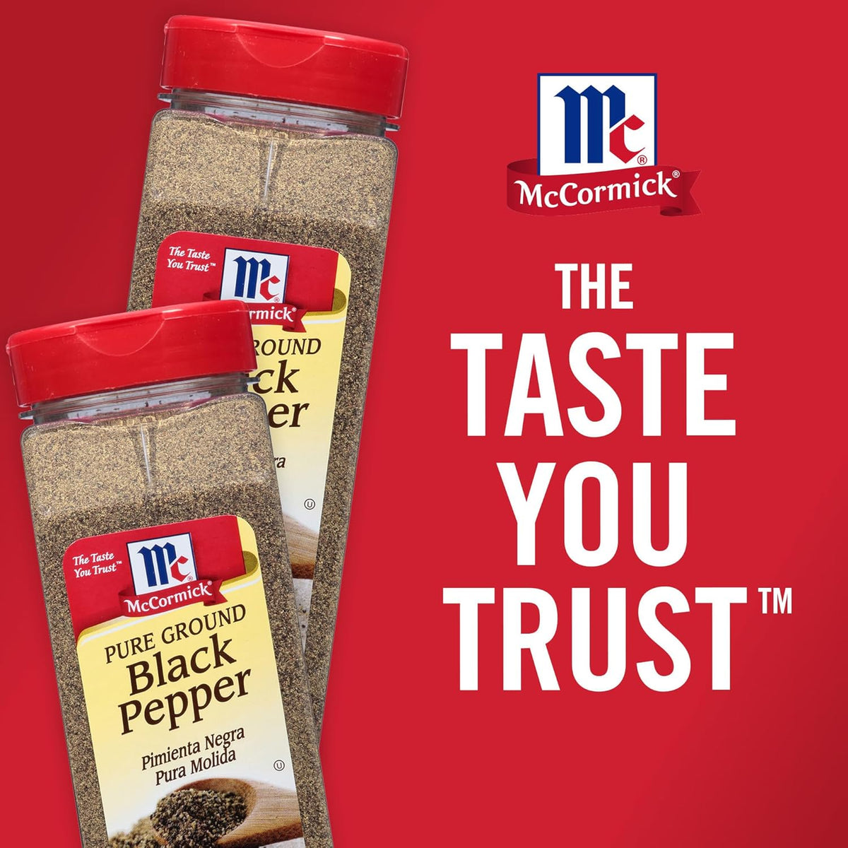 McCormick Pure Ground Black Pepper – Single-Ingredient Shaker for Uncluttered Countertops, Daily Seasoning