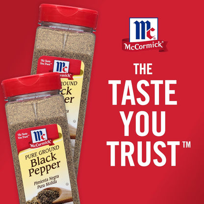 McCormick Pure Ground Black Pepper – Single-Ingredient Shaker for Uncluttered Countertops, Daily Seasoning