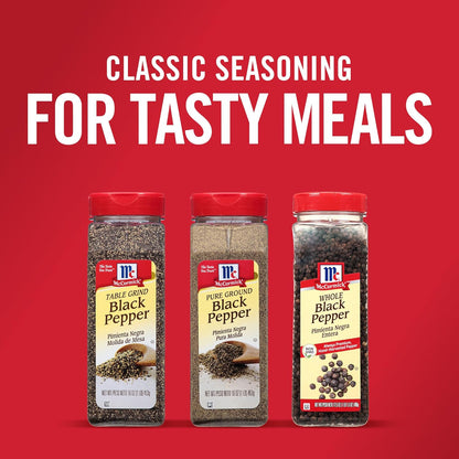 McCormick Pure Ground Black Pepper – Single-Ingredient Shaker for Uncluttered Countertops, Daily Seasoning