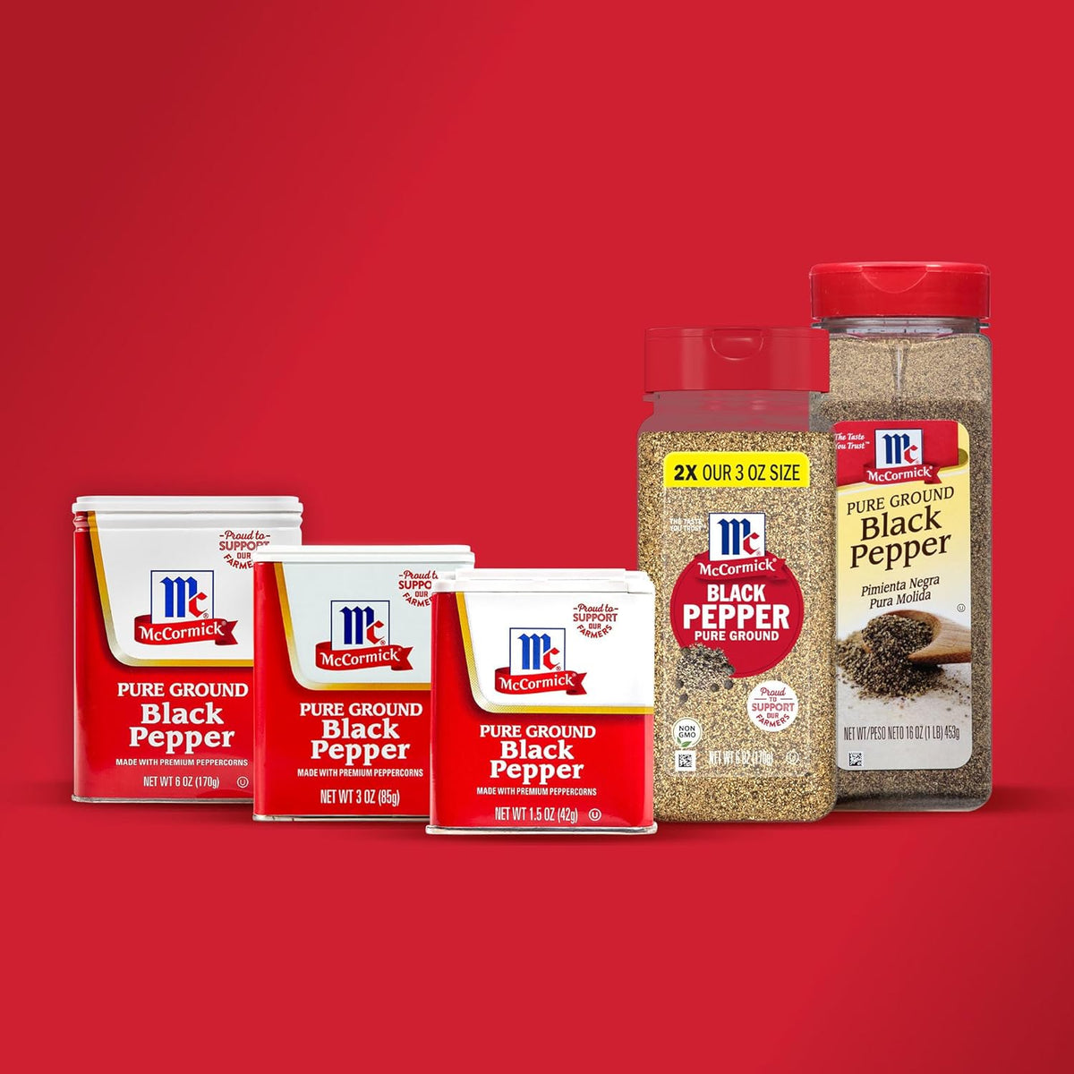 McCormick Pure Ground Black Pepper – Single-Ingredient Shaker for Uncluttered Countertops, Daily Seasoning