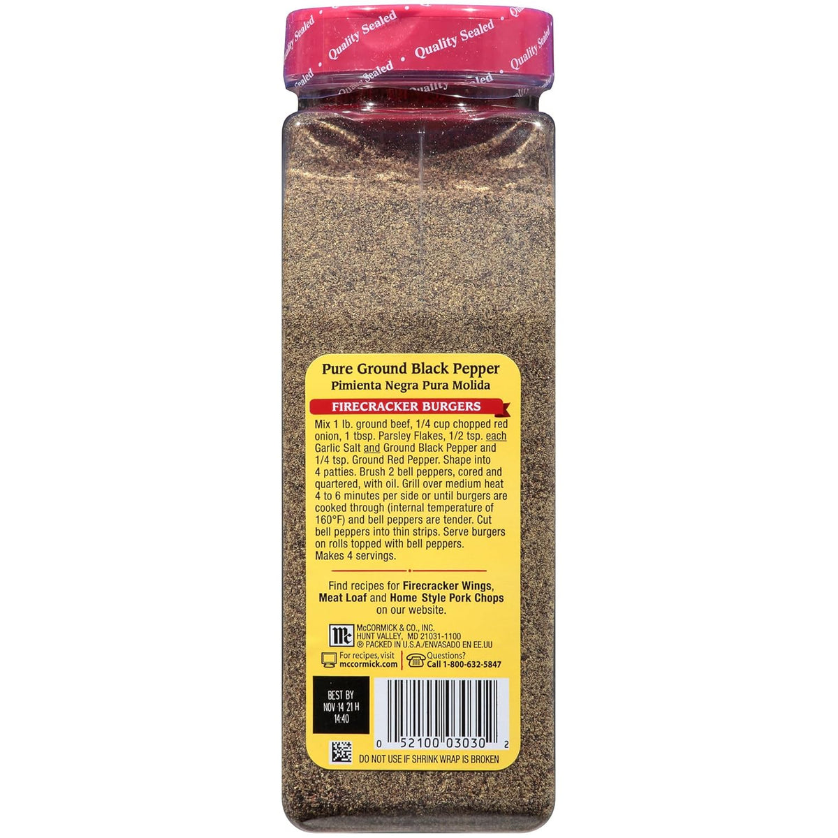 McCormick Pure Ground Black Pepper – Single-Ingredient Shaker for Uncluttered Countertops, Daily Seasoning