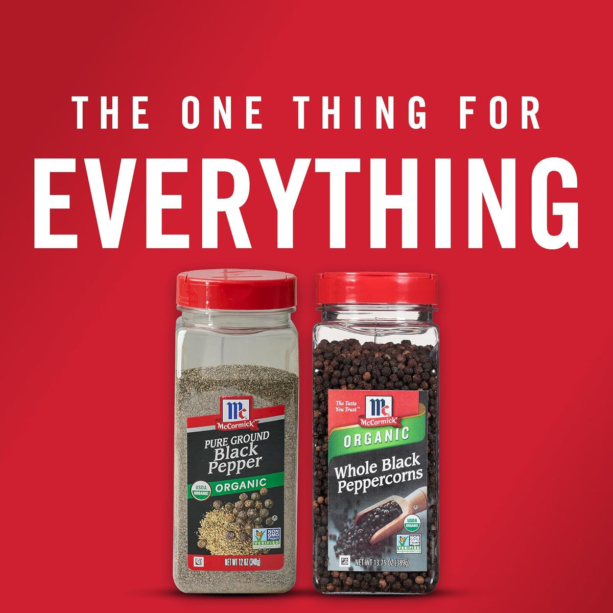 McCormick Pure Ground Organic Black Pepper – Non-GMO Pantry Essential for Mindful Home Cooks, 12 oz