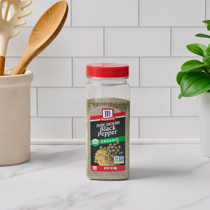 McCormick Pure Ground Organic Black Pepper – Non-GMO Pantry Essential for Mindful Home Cooks, 12 oz
