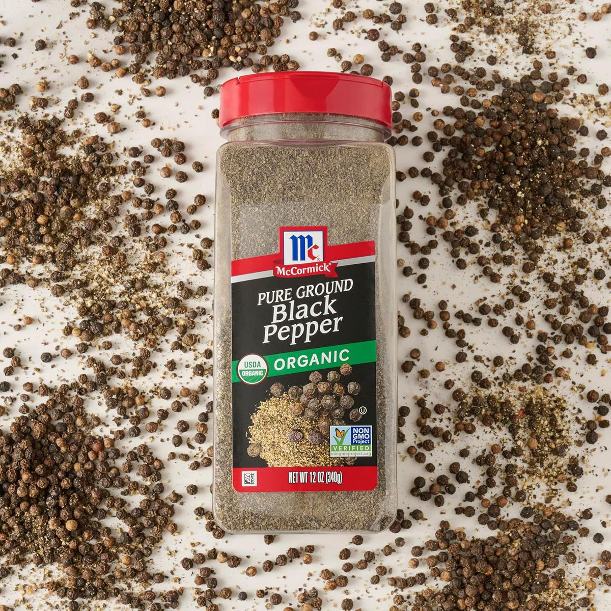 McCormick Pure Ground Organic Black Pepper – Non-GMO Pantry Essential for Mindful Home Cooks, 12 oz