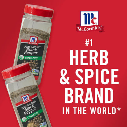 McCormick Pure Ground Organic Black Pepper – Non-GMO Pantry Essential for Mindful Home Cooks, 12 oz