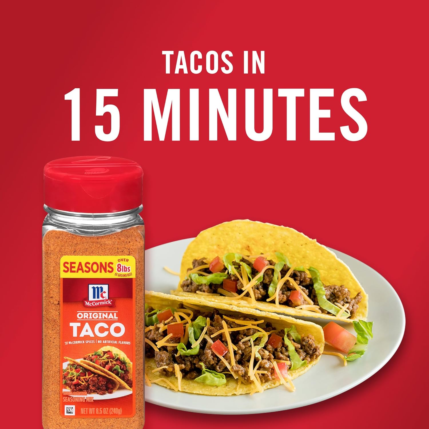 McCormick Taco Seasoning Mix – 15-Minute Weeknight Dinner Solution for Busy Working Parents, 8.5 oz Pouch