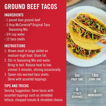 McCormick Taco Seasoning Mix – 15-Minute Weeknight Dinner Solution for Busy Working Parents, 8.5 oz Pouch