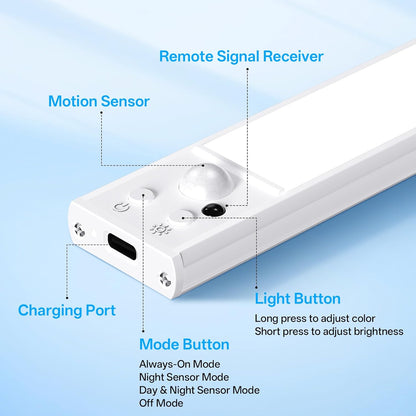 MCGOR Motion Sensor Light – Safe Nighttime Stair and Hallway Lighting, Rechargeable LED Bar for Elderly and Kids