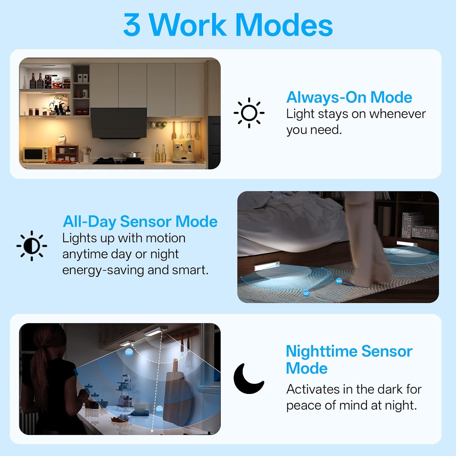 MCGOR Motion Sensor Light – Safe Nighttime Stair and Hallway Lighting, Rechargeable LED Bar for Elderly and Kids