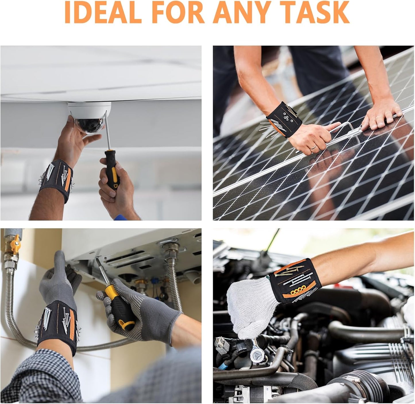 MENDPRO Magnetic Wristband – Hands-Free Tool Holder for Overhead Ladder Work and Two-Handed Repairs