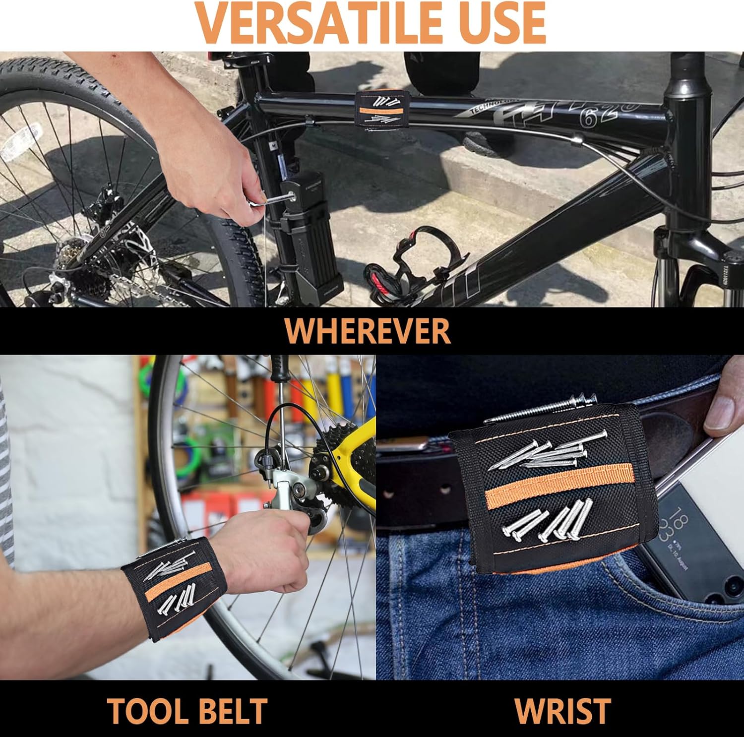 MENDPRO Magnetic Wristband – Hands-Free Tool Holder for Overhead Ladder Work and Two-Handed Repairs