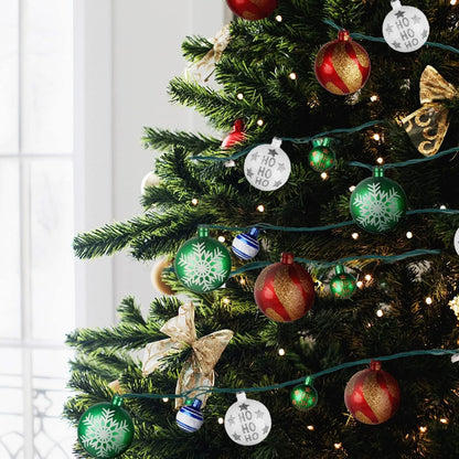 MerryMuse Starry Night Ball Ornament String Lights 28ft, Living Room Tree Decor with Patterned Bulbs and Cozy Ambient Glow